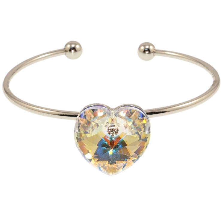 Браслет Xuping цвет Родий с кр-ми Swarovski Кристальное сердце Shimmer ø 5,5см фото №2