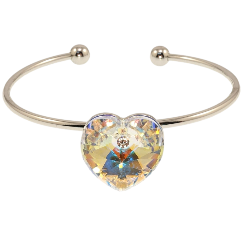 Браслет Xuping колір Родій з кр-ми Swarovski Кристальне серце Shimmer ø 5,5см фото №1