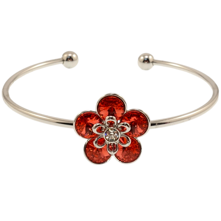 Браслет Xuping цвет Родий с кр-ми Swarovski Цветок кристаллы Light Siam ø 5,5см фото №23