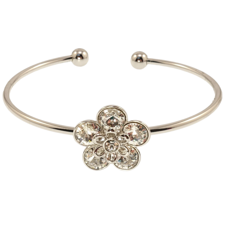 Браслет Xuping цвет Родий с кр-ми Swarovski Цветок кристаллы Clear ø 5,5см фото №24
