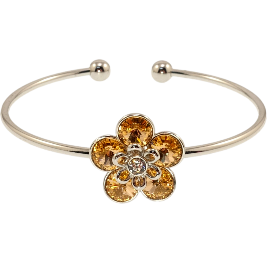 Браслет Xuping колір Родій з кр-ми Swarovski Квітка кристали Topaz ø 5,5см фото №1 Браслет Xuping колір Родій з кр-ми Swarovski Квітка кристали Topaz ø 5,5см фото №1