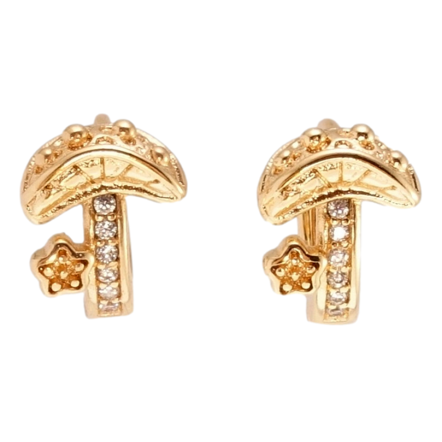 Сережки Xuping M&L Колір 18K колечка Грибочки візерунок на один бік фото №1
