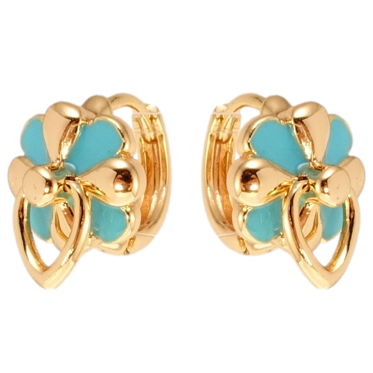 Сережки Xuping M&L Колір 18K колечка Квіточки з блакитною емаллю фото №10