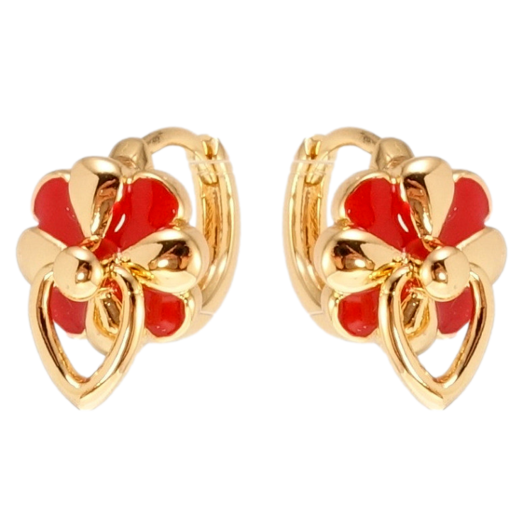Сережки Xuping M&L Колір 18K колечка Квіточки з червоною емаллю фото №14 Сережки Xuping M&L Колір 18K колечка Квіточки з червоною емаллю фото №14