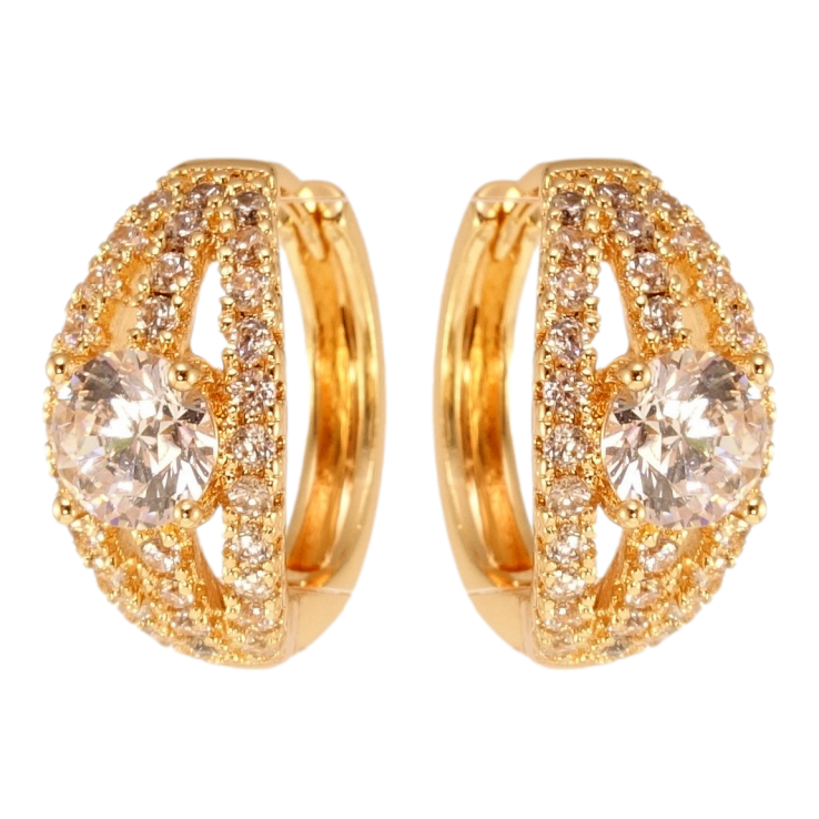 Сережки Xuping M&L Колір 18K колечка Дорожки цирконію з великим фіанітом фото №11