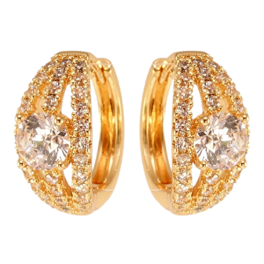 Сережки Xuping M&L Колір 18K колечка Дорожки цирконію з великим фіанітом фото №1