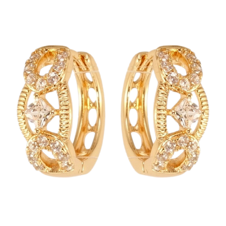 Сережки Xuping M&L Колір 18K колечка Декоративний орнамент із цирконієм фото №1 Сережки Xuping M&L Колір 18K колечка Декоративний орнамент із цирконієм фото №1