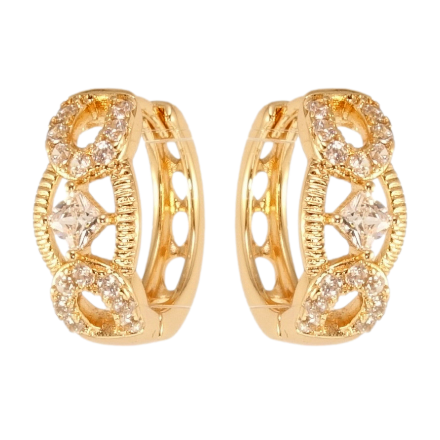 Сережки Xuping M&L Колір 18K колечка Декоративний орнамент із цирконієм фото №1 Сережки Xuping M&L Колір 18K колечка Декоративний орнамент із цирконієм фото №1