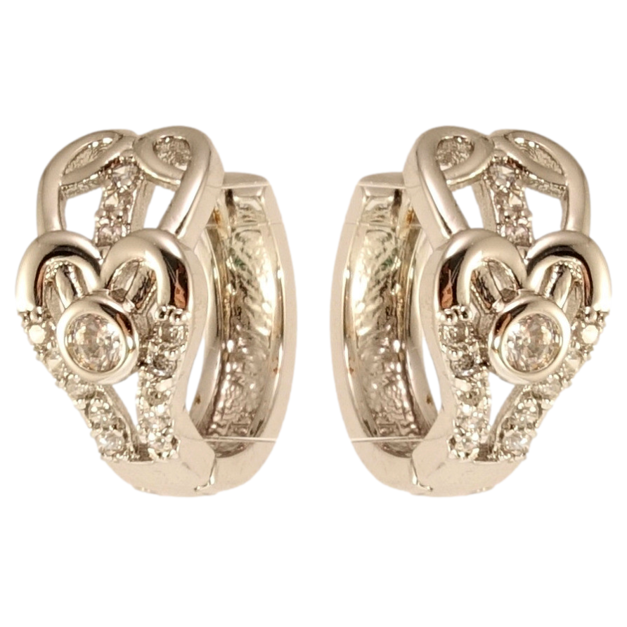 Сережки Xuping M&L Колір Родій колечка Декоративні серця з цирконієм фото №1 Сережки Xuping M&L Колір Родій колечка Декоративні серця з цирконієм фото №1