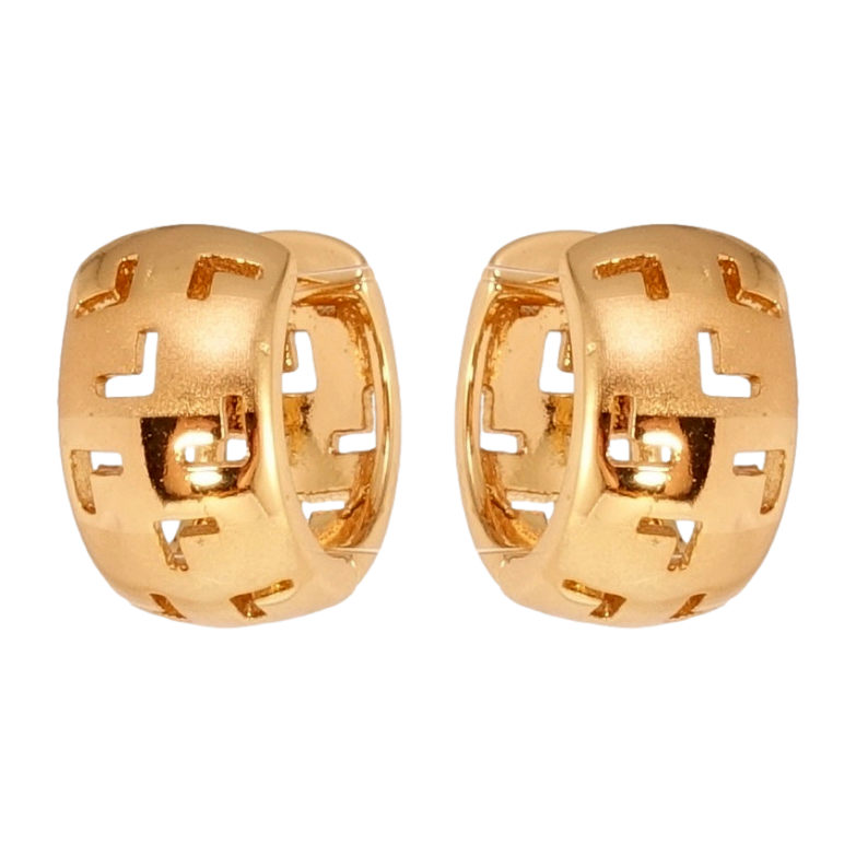 Серьги Xuping Позолота 18K колечки Широкие с вырезами и напылением фото №1 Серьги Xuping Позолота 18K колечки Широкие с вырезами и напылением фото №1