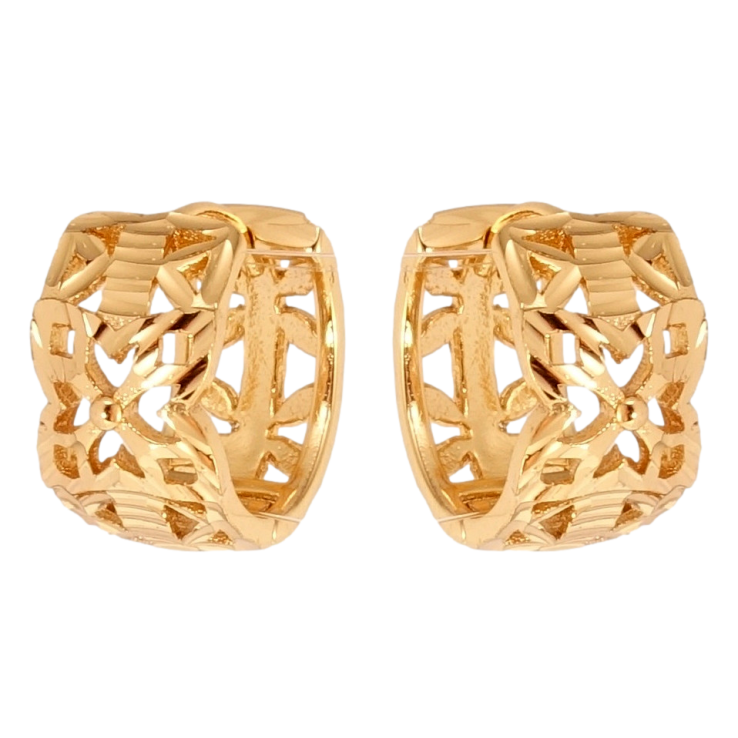 Серьги Xuping Позолота 18K колечки Декоративный резной орнамент фото №4 Серьги Xuping Позолота 18K колечки Декоративный резной орнамент фото №4