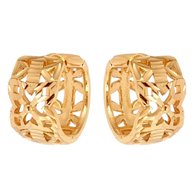 Серьги Xuping Позолота 18K колечки Декоративный резной орнамент фото №1 Серьги Xuping Позолота 18K колечки Декоративный резной орнамент фото №1