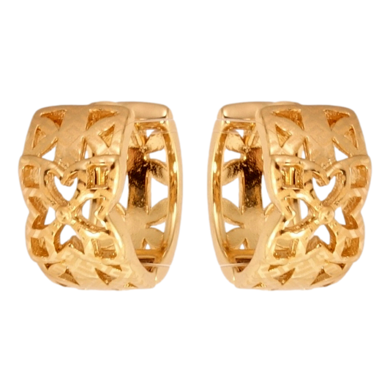 Серьги Xuping Позолота 18K колечки Декоративный резной орнамент с напылением фото №1