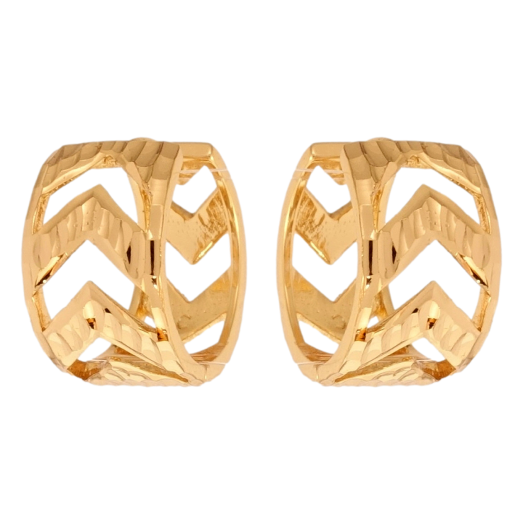 Сережки Xuping Позолота 18K колечка Широкі з візерунком стрілки фото №11 Сережки Xuping Позолота 18K колечка Широкі з візерунком стрілки фото №11