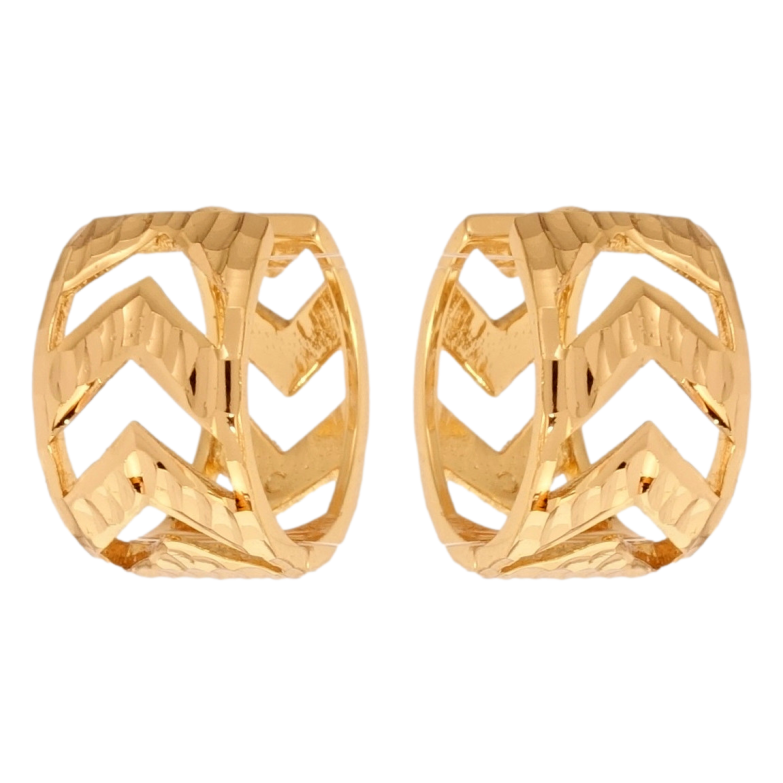 Сережки Xuping Позолота 18K колечка Широкі з візерунком стрілки фото №1 Сережки Xuping Позолота 18K колечка Широкі з візерунком стрілки фото №1