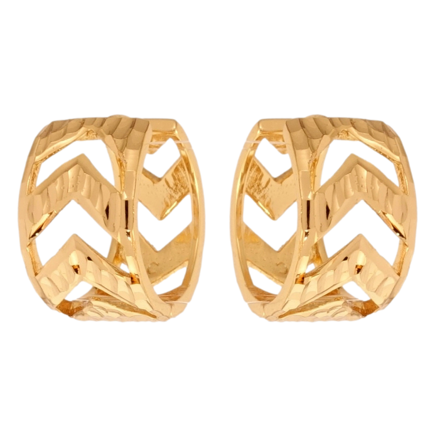 Сережки Xuping Позолота 18K колечка Широкі з візерунком стрілки фото №1 Сережки Xuping Позолота 18K колечка Широкі з візерунком стрілки фото №1