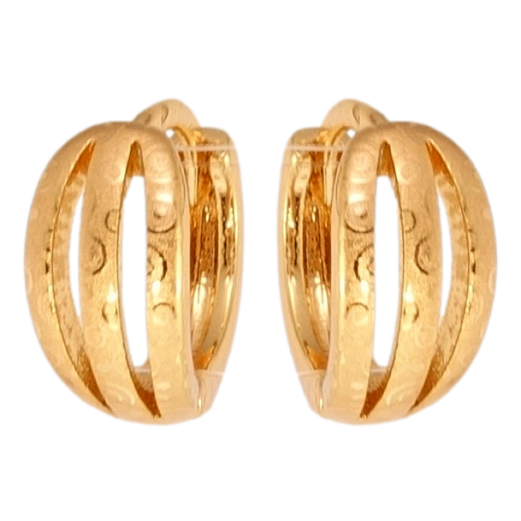 Серьги Xuping Позолота 18K колечки Полосатые петельки с орнаментом напылением фото №13 Серьги Xuping Позолота 18K колечки Полосатые петельки с орнаментом напылением фото №13