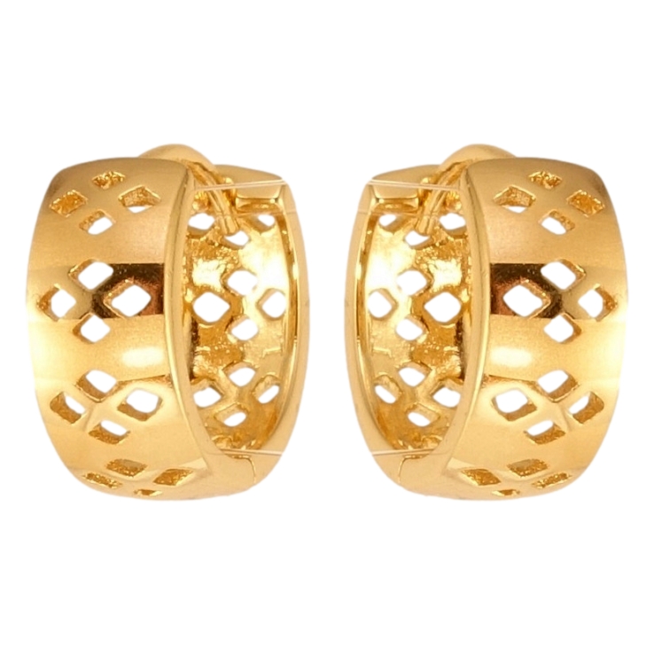 Серьги Xuping Позолота 18K колечки Широкие с резным ромбовым узором и напылением фото №23