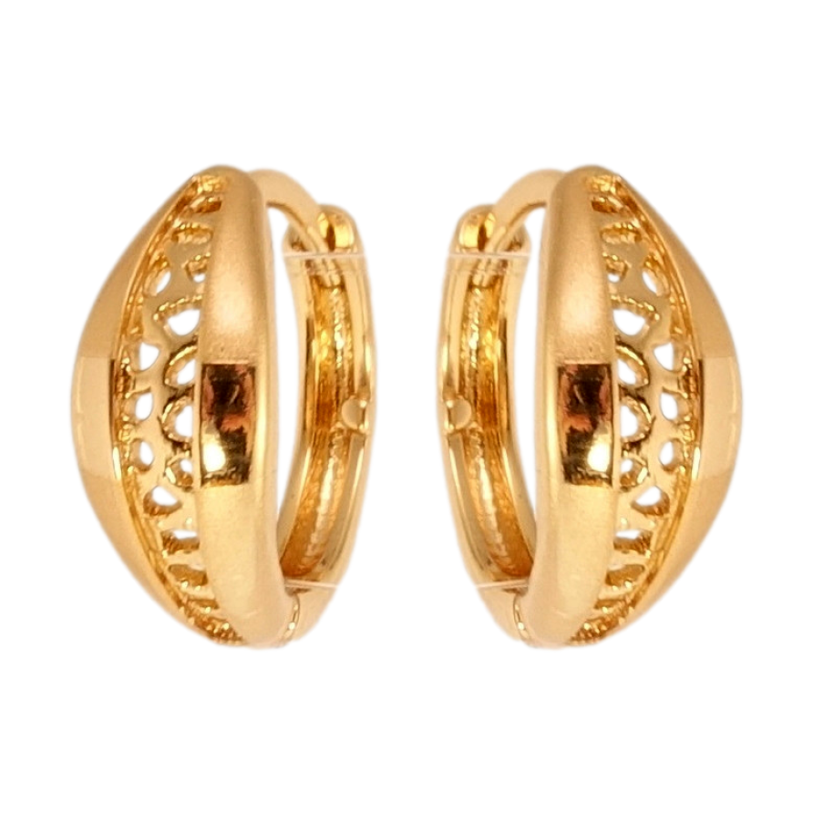 Сережки Xuping Позолота 18K колечка Листочки з різьбленим візерунком та напиленням фото №1 Сережки Xuping Позолота 18K колечка Листочки з різьбленим візерунком та напиленням фото №1