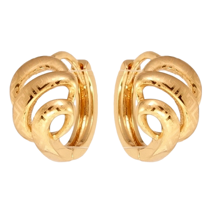 Серьги Xuping Позолота 18K колечки Завитки с меандровым орнаментом напылением фото №16 Серьги Xuping Позолота 18K колечки Завитки с меандровым орнаментом напылением фото №16