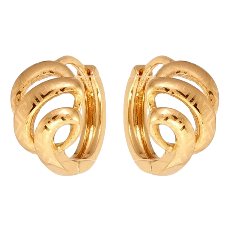 Серьги Xuping Позолота 18K колечки Завитки с меандровым орнаментом напылением фото №1