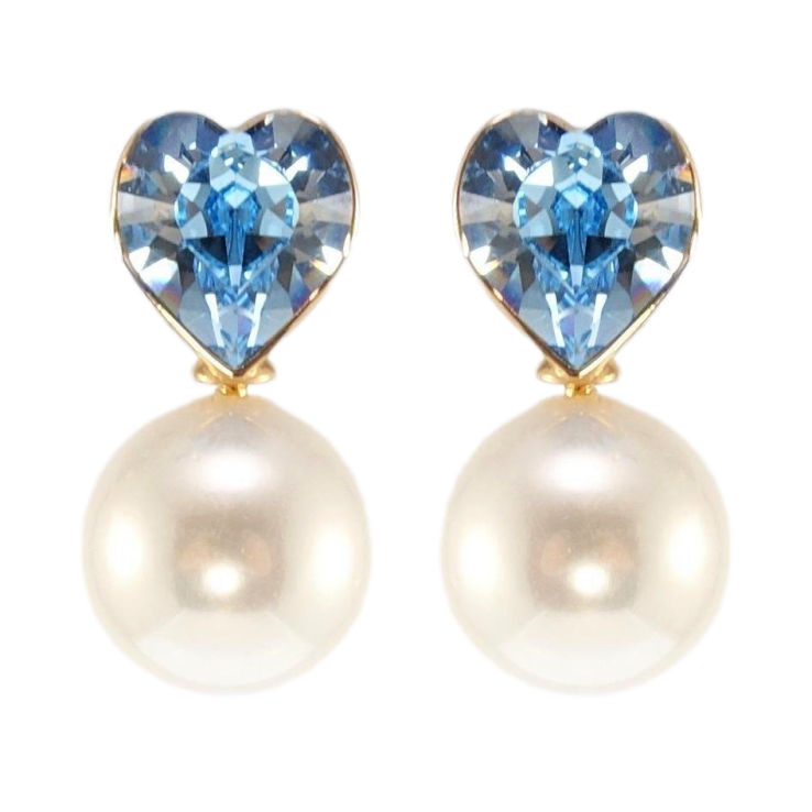 Сережки Xuping колір 18K з кристалами Swarovski пусети Серце Aquamarine з перлиною фото №16 Сережки Xuping колір 18K з кристалами Swarovski пусети Серце Aquamarine з перлиною фото №16