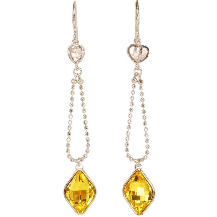 Серьги Xuping цвет Родий с кристаллами Swarovski французский замок Кристалл Topaz Light на цепочке фото №5