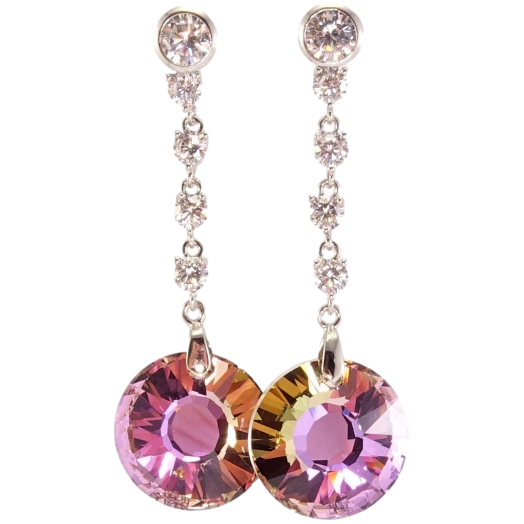 Сережки Xuping колір Родій з кристалами Swarovski пусети Кристали Light Rose AB фото №9 Сережки Xuping колір Родій з кристалами Swarovski пусети Кристали Light Rose AB фото №9