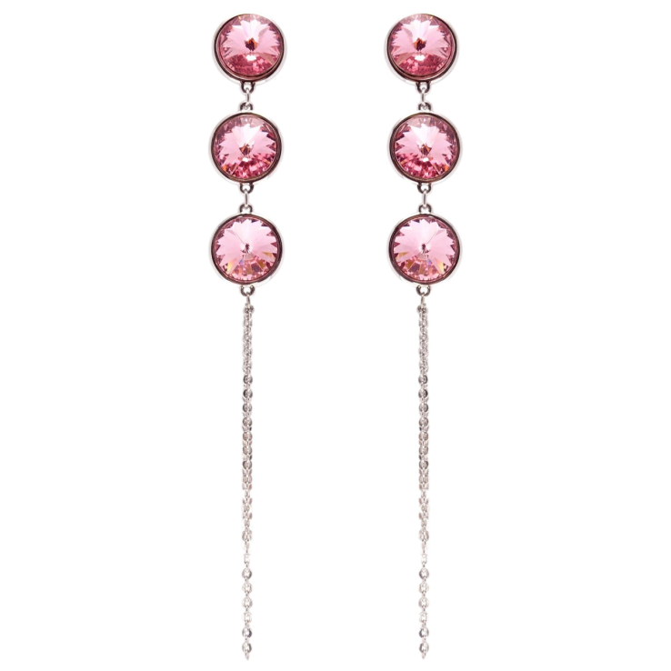 Сережки Xuping колір Родій з кристалами Swarovski пусети Кристали Rose на ланцюжку фото №18 Сережки Xuping колір Родій з кристалами Swarovski пусети Кристали Rose на ланцюжку фото №18