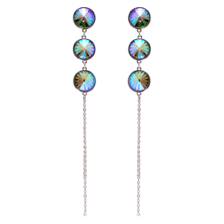 Сережки Xuping колір Родій з кристалами Swarovski пусети Кристали Paradise Shine на ланцюжку фото №24 Сережки Xuping колір Родій з кристалами Swarovski пусети Кристали Paradise Shine на ланцюжку фото №24