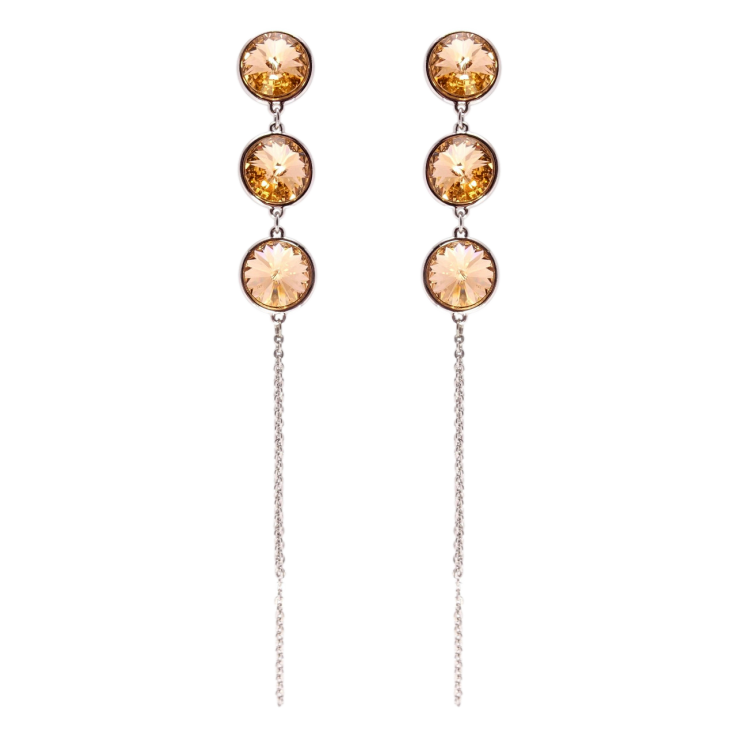 Серьги Xuping цвет Родий с кристаллами Swarovski пусеты Кристаллы Copper на цепочке фото №15