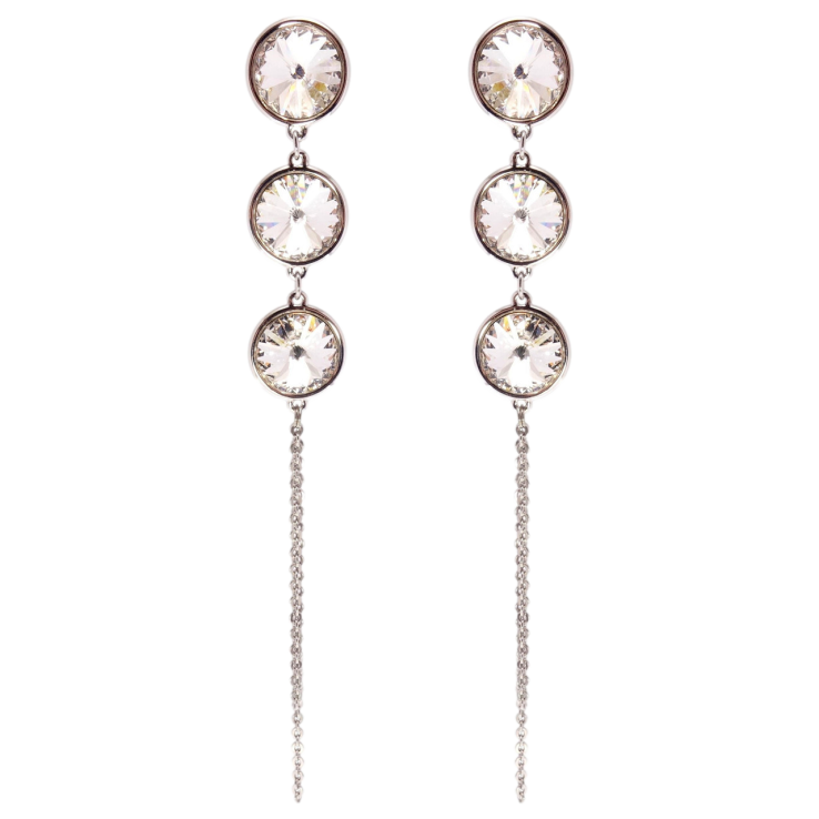 Сережки Xuping колір Родій з кристалами Swarovski пусети Кристали Moonlightr на ланцюжку фото №25 Сережки Xuping колір Родій з кристалами Swarovski пусети Кристали Moonlightr на ланцюжку фото №25