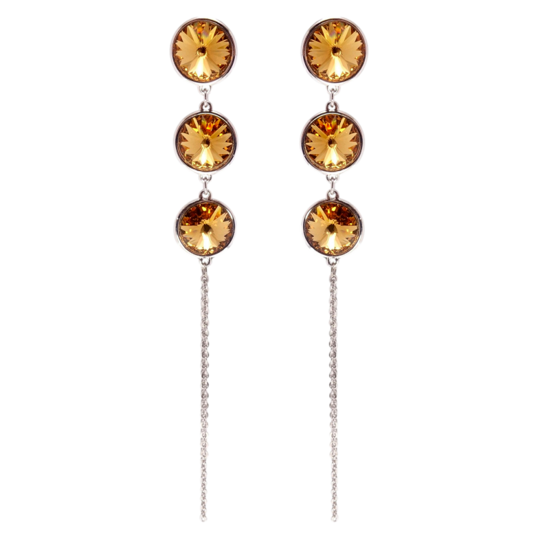 Сережки Xuping колір Родій з кристалами Swarovski пусети Кристали Topaz на ланцюжку фото №1 Сережки Xuping колір Родій з кристалами Swarovski пусети Кристали Topaz на ланцюжку фото №1