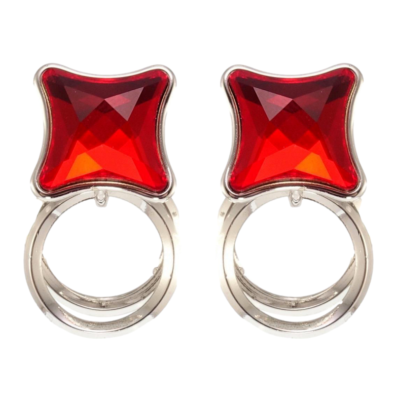 Сережки Xuping колір Родій з кристалами Swarovski пусети Кристали Siam колечки фото №1 Сережки Xuping колір Родій з кристалами Swarovski пусети Кристали Siam колечки фото №1