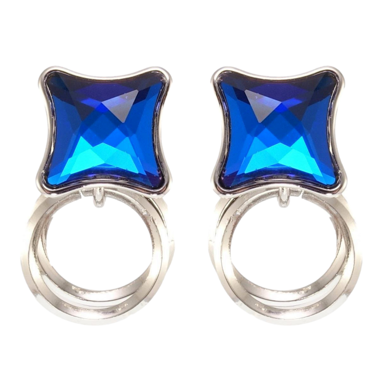 Сережки Xuping колір Родій з кристалами Swarovski пусети Кристали Capri Blue колечки фото №1 Сережки Xuping колір Родій з кристалами Swarovski пусети Кристали Capri Blue колечки фото №1