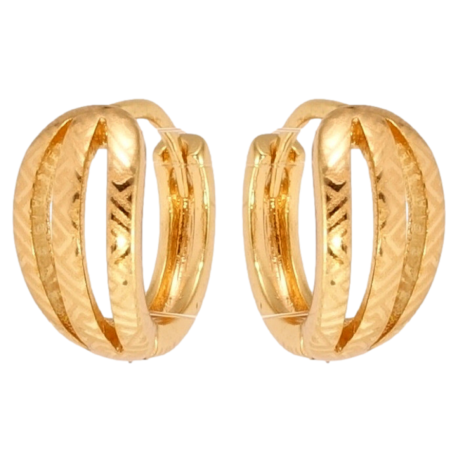 Серьги Xuping Позолота 18K колечки Полосатые с узором напылением фото №1 Серьги Xuping Позолота 18K колечки Полосатые с узором напылением фото №1