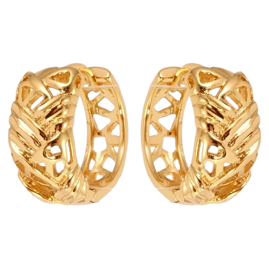 Сережки Xuping Позолота 18K колечка Косичка з різьбленим візерунком фото №1