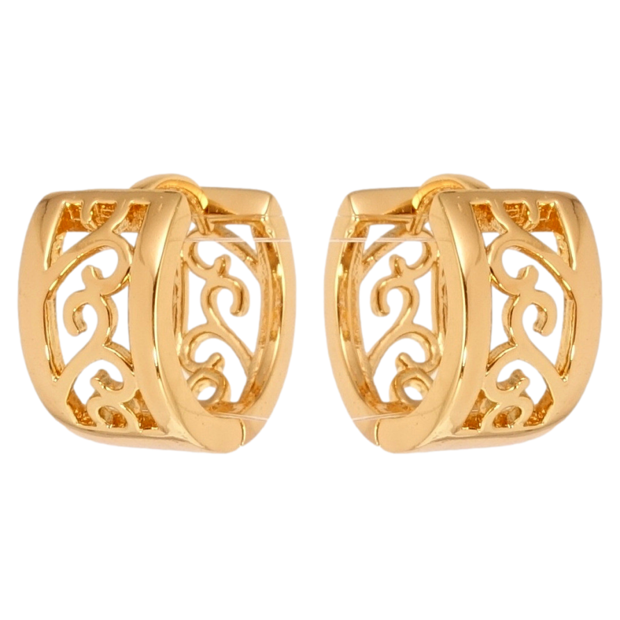 Сережки Xuping Позолота 18K колечка Різний вензельний орнамент фото №1 Сережки Xuping Позолота 18K колечка Різний вензельний орнамент фото №1