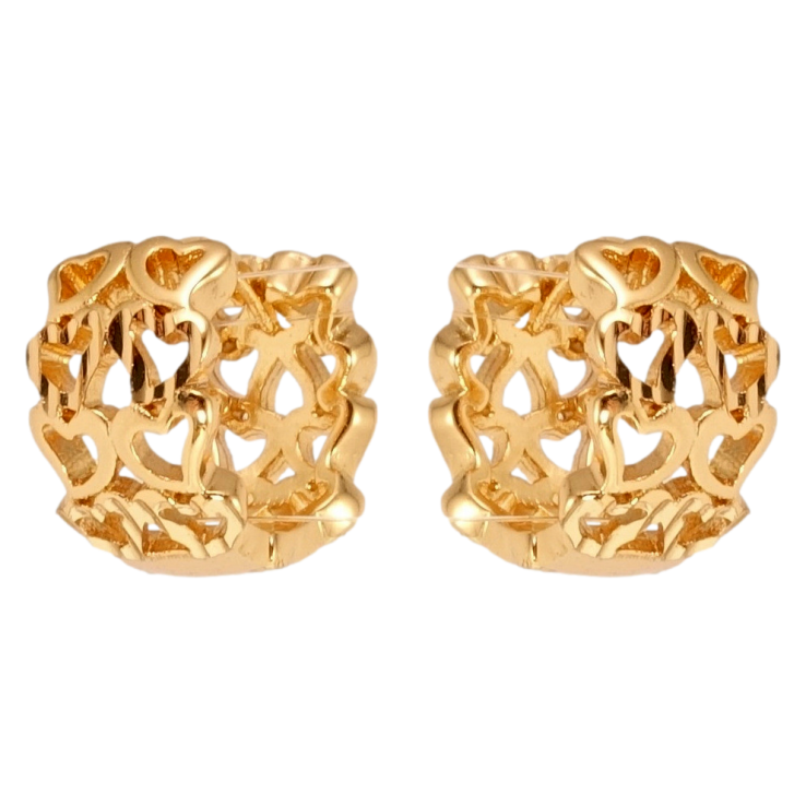 Серьги Xuping Позолота 18K колечки Резной орнамент сердечками с насечками фото №8 Серьги Xuping Позолота 18K колечки Резной орнамент сердечками с насечками фото №8