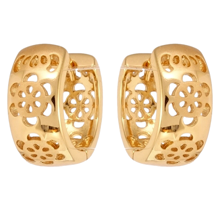 Серьги Xuping Позолота 18K колечки Резной цветочный орнамент с напылением фото №6 Серьги Xuping Позолота 18K колечки Резной цветочный орнамент с напылением фото №6