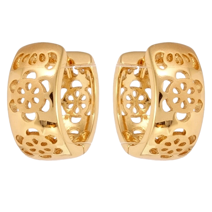 Серьги Xuping Позолота 18K колечки Резной цветочный орнамент с напылением фото №1 Серьги Xuping Позолота 18K колечки Резной цветочный орнамент с напылением фото №1