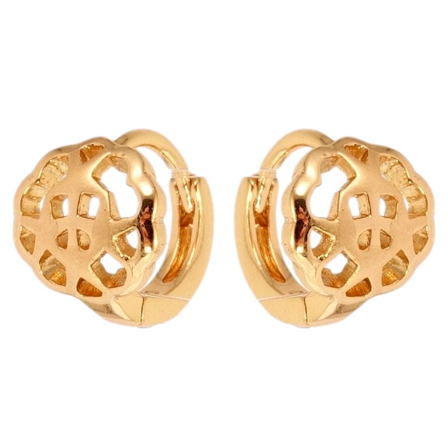 Серьги Xuping Позолота 18K колечки Декоративные резные цветочки фото №1