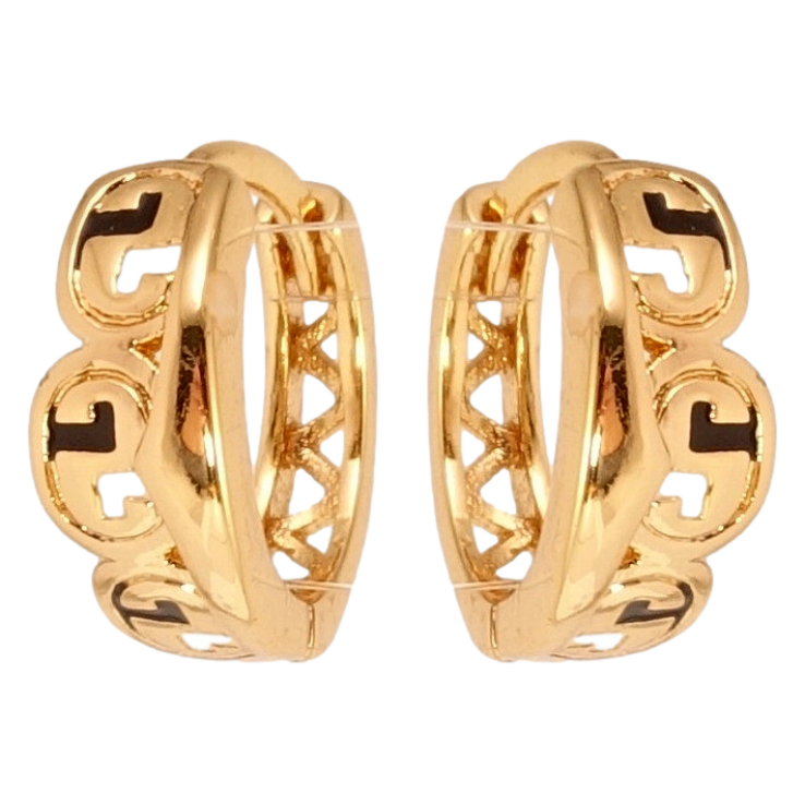 Серьги Xuping Позолота 18K колечки Декоративный орнамент с прокраской черно-белой эмалью фото №24 Серьги Xuping Позолота 18K колечки Декоративный орнамент с прокраской черно-белой эмалью фото №24