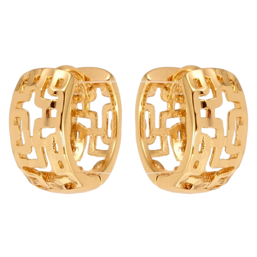 Серьги Xuping Позолота 18K колечки Декоративный резной орнамент фото №1 Серьги Xuping Позолота 18K колечки Декоративный резной орнамент фото №1