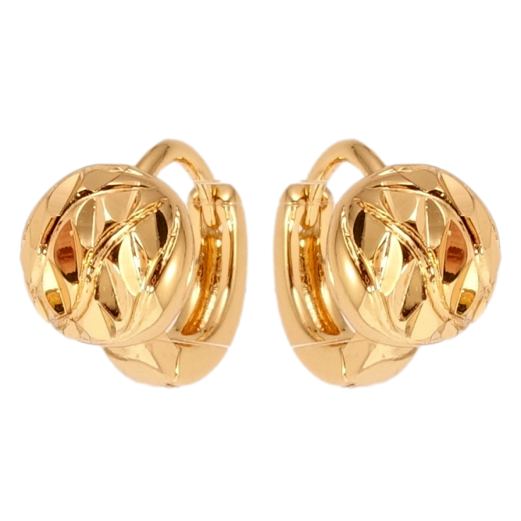 Серьги Xuping Позолота 18K колечки Полусферы с насечками фото №4 Серьги Xuping Позолота 18K колечки Полусферы с насечками фото №4