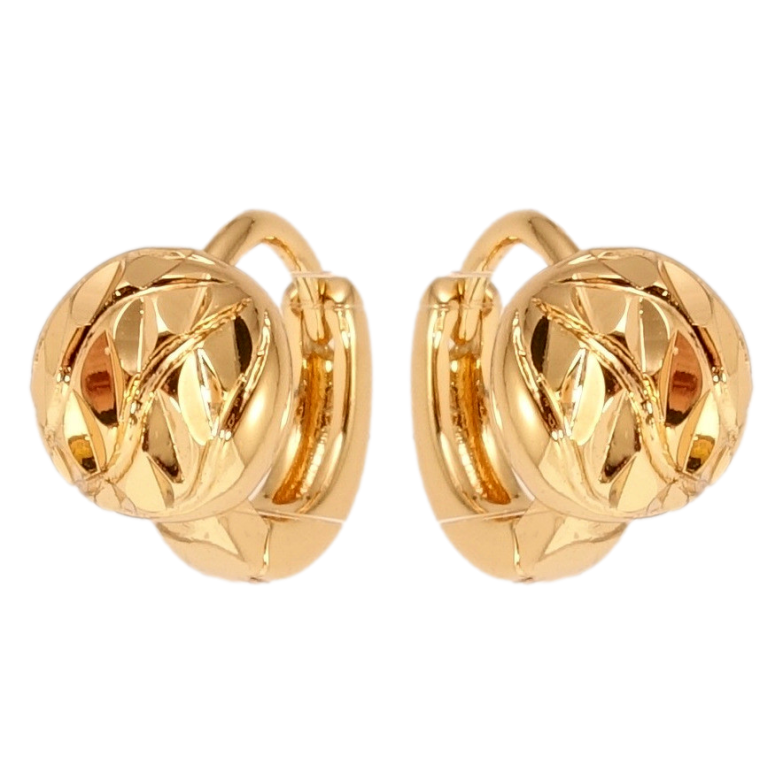 Серьги Xuping Позолота 18K колечки Полусферы с насечками фото №1 Серьги Xuping Позолота 18K колечки Полусферы с насечками фото №1