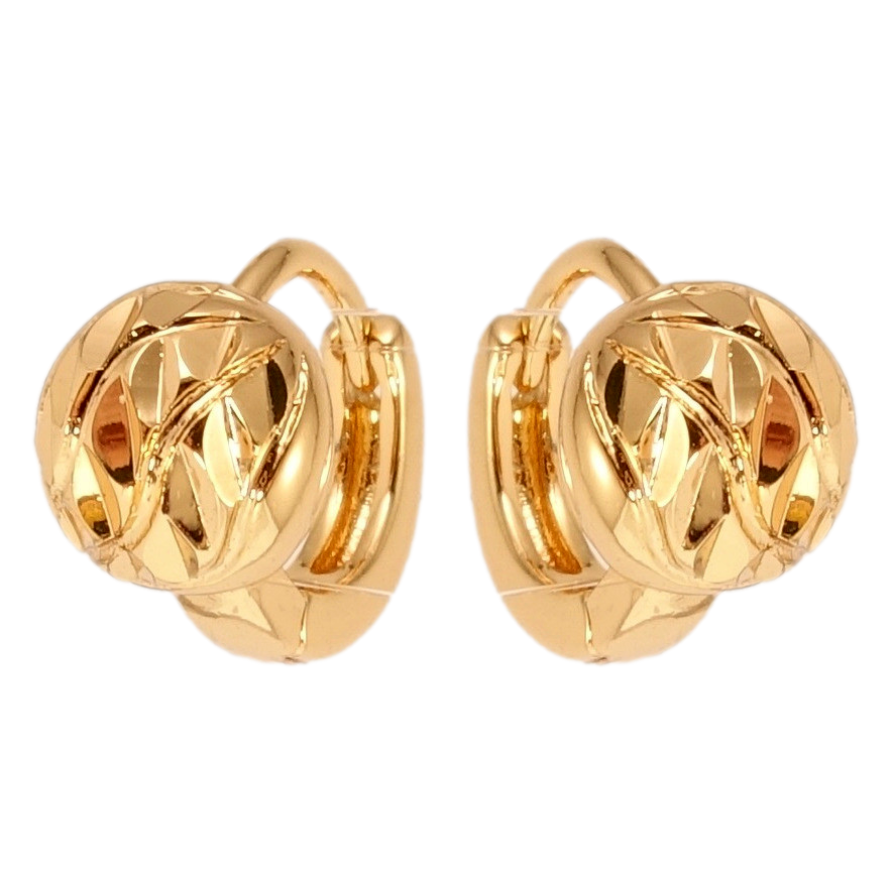 Серьги Xuping Позолота 18K колечки Полусферы с насечками фото №1 Серьги Xuping Позолота 18K колечки Полусферы с насечками фото №1
