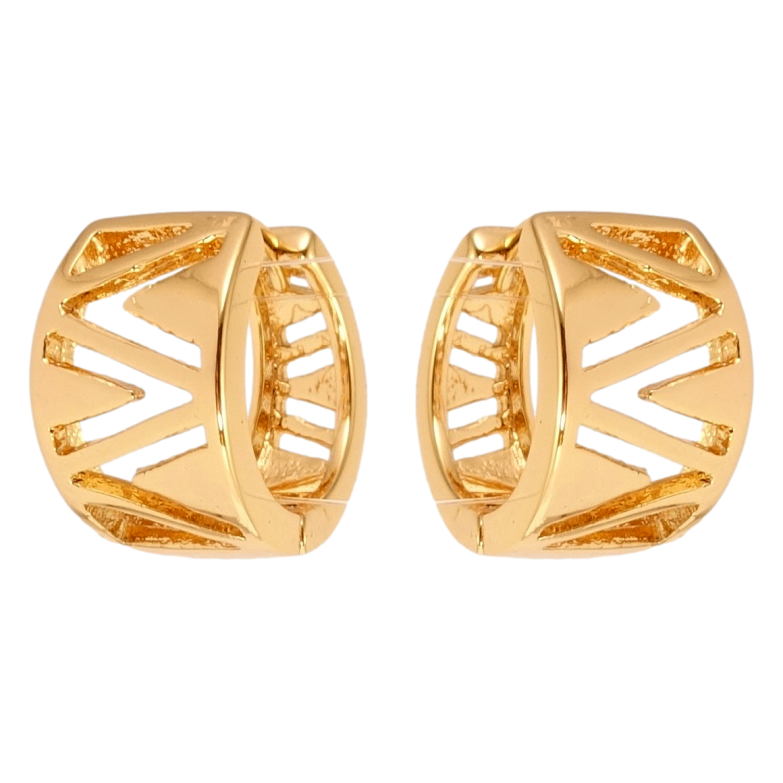 Серьги Xuping Позолота 18K колечки Широкие с резным зигзагообразным узором фото №1