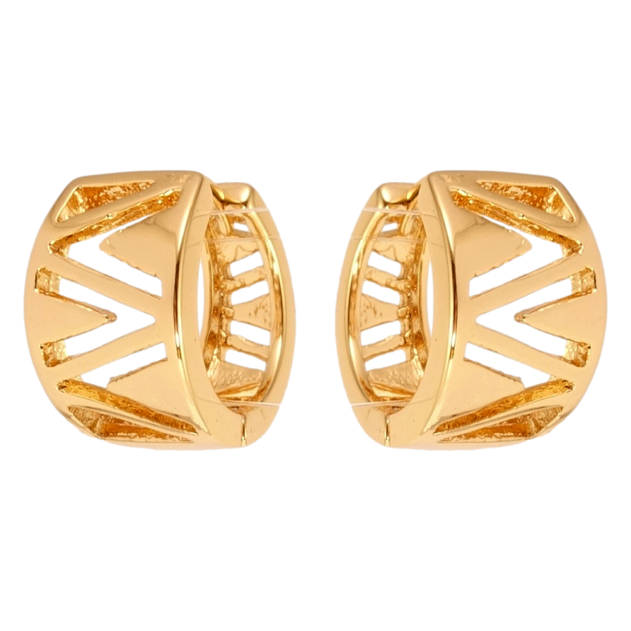 Серьги Xuping Позолота 18K колечки Широкие с резным зигзагообразным узором фото №1