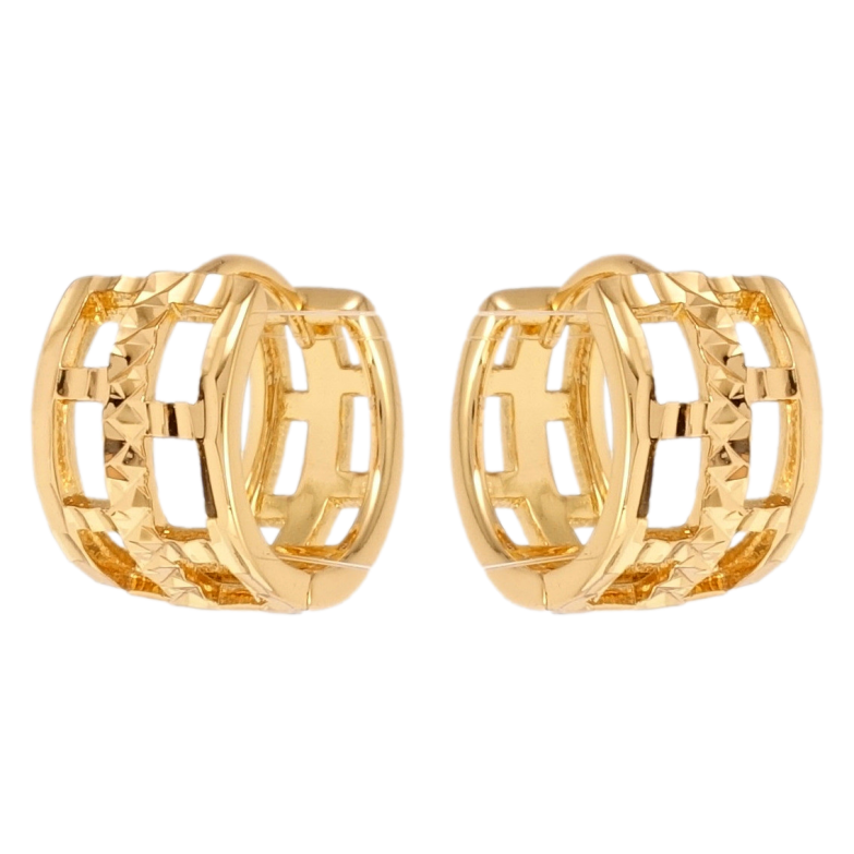 Серьги Xuping Позолота 18K колечки Решетчатый узор с насечками фото №2 Серьги Xuping Позолота 18K колечки Решетчатый узор с насечками фото №2